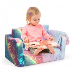Vaikiška sofa-lova su šviečiančia tamsoje antklode